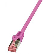 PATCH CORD S/FTP LOGILINK Cat6, LSZH, cupru, 1 m, roz, AWG27, dublu ecranat 