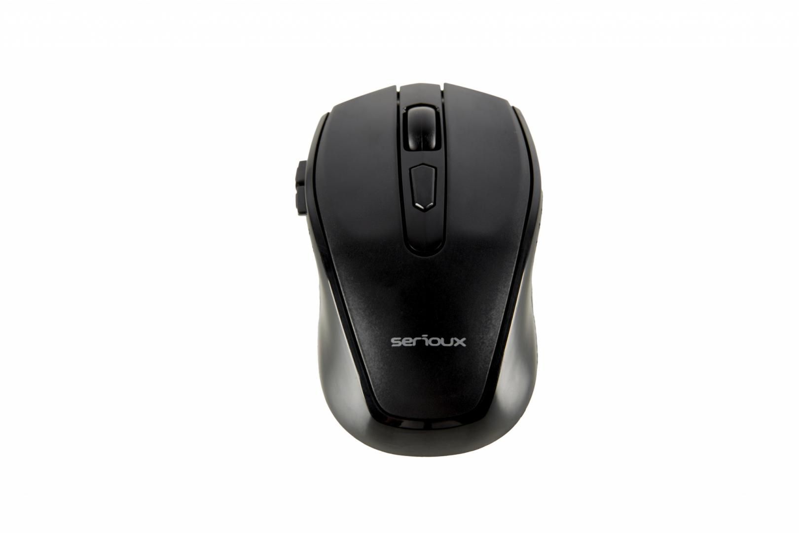 Mouse Serioux, Pastel 600, fara fir, USB, senzor optic, distanta de operare; 10m, precizie: 1000/1600DPI ajustabila, 6 butoane, 2x baterie AAA, sisteme de operare: Windows / Mac OS / Linux, negru_2