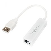 CABLU USB LOGILINK adaptor, USB 2.0 (T) la RJ45 (M), 10cm, 10/100 Mbit/s, alb, 