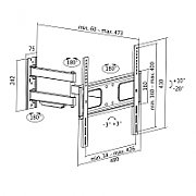 SUPORT de perete LOGILINK, pt 1 TV/monitor plat, diag. max 55 inch, inclinare, pivotare, orizontala, max 50 Kg, 