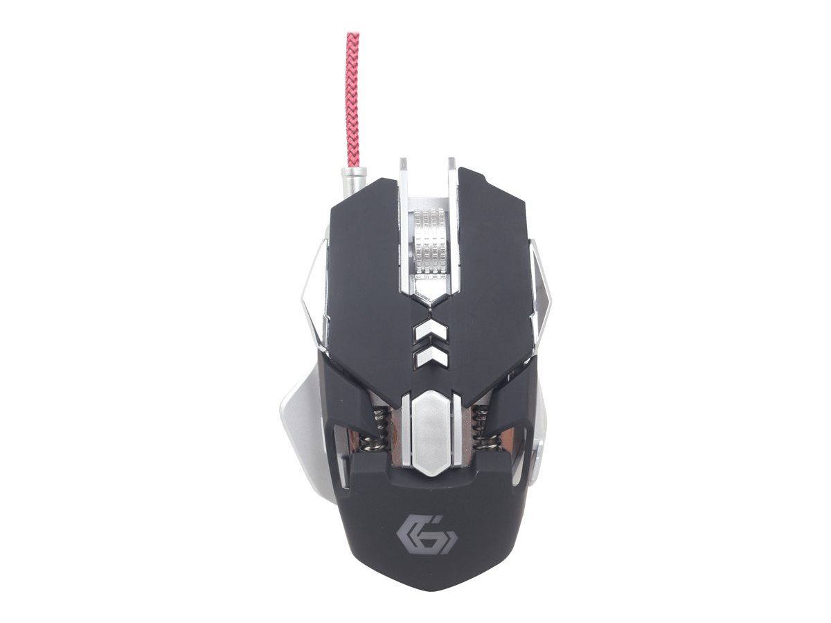 MOUSE GEMBIRD, gaming, cu fir, USB, optic, 4000 dpi, butoane/scroll 7/1, iluminare, butoane programabile, negru / gri, 