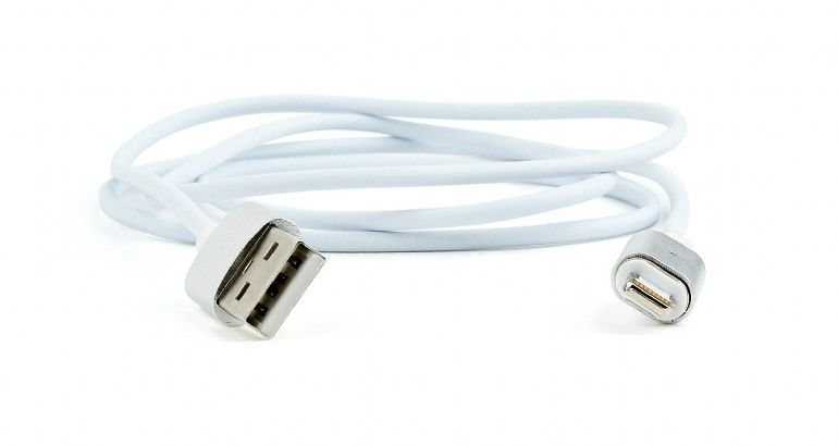 CABLU alimentare si date GEMBIRD, pt. smartphone, USB 2.0 (T) la Lightning (T) (conector magnetic), 1m, alb, 