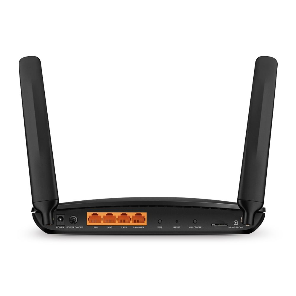 TP-LINK AC1200 Wireless Dual Band 4G + cat6 Router, ARCHER MR600,3* 10/100Mbps LAN Ports, 1* 10/100Mbps LAN/WAN Port, 1* micro SIM Card Slot, 2* Detachable External 4G LTE Antennas,IEEE 802.11a/n/ac 5 GHz, IEEE 802.11b/g/n 2.4 GHz, WPS Button, Reset Button, WiFi On/Off Button, Power On/Off Button_3