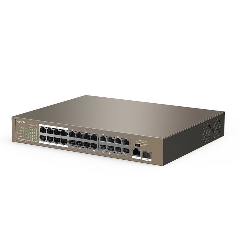 Tenda  | TEF1126P-24-250W |  Switch | POE | Porturi 1 Gigabit , 24 10/100 Mbps PoE, 1 Combo SFP | 230 W | CCTV | Protectie fulger_4