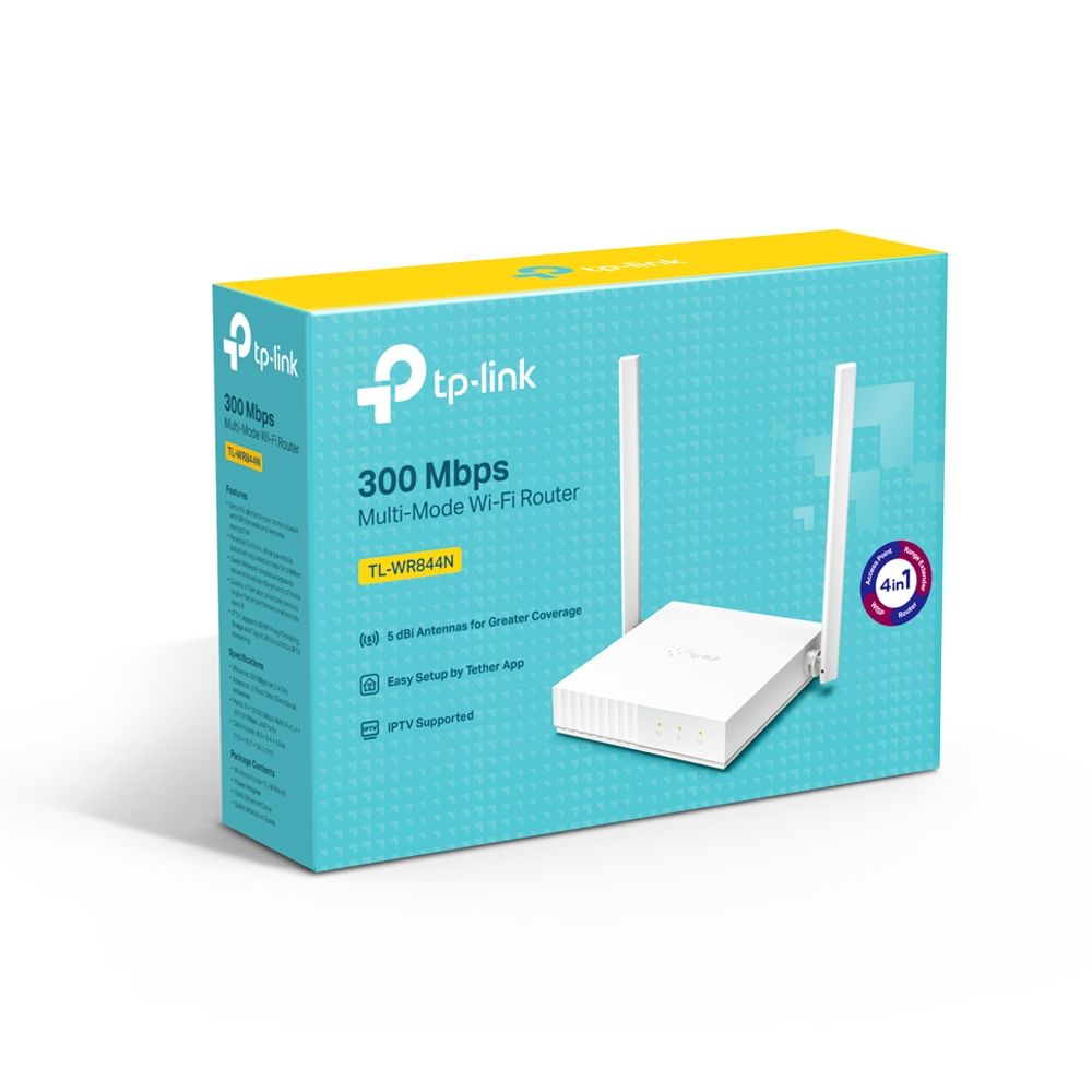 Router Wireless TP-Link TL-WR844N, 4*LAN 10/100Mbps, 1*WAN 10/100Mbps, 2 *5dBi Antene Omnidirecționale Fixe, SPI Firewall, Standarde wireless: IEEE 802.11n, IEEE 802.11g, IEEE 802.11b, Alimentare 5VDC / 0.6A, Frecventa 2.412~2.472 GHz._4