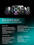 BOXE SPACER Gaming 2.1, RMS: 11W (2 x 3W + 5W), control volum, bass si inalte, subwoofer lemn MDF, 14 x LED, USB power, black, 