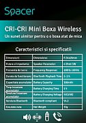 BOXA SPACER portabila bluetooth, Cri-Cri-BK, RMS:  3W, control volum, acumulator 300mAh, timp de functionare pana la 2 ore, distanta de functionare pana la 10m, incarcare USB, BLACK, 