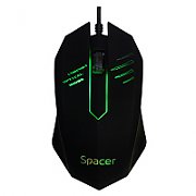 MOUSE  Spacer, PC sau NB, cu fir, USB, optic, 1000 dpi, butoane/scroll 3/1, iluminare, negru, 