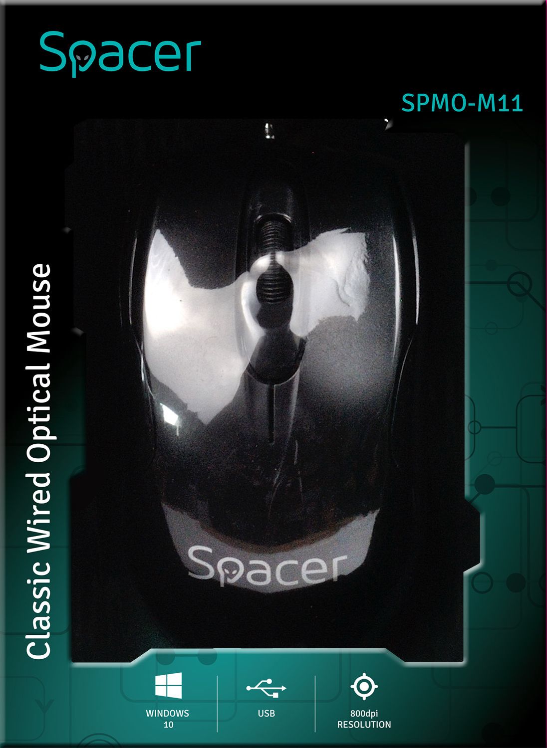 MOUSE  Spacer, PC sau NB, cu fir, USB, optic, 800 dpi, butoane/scroll 3/1, , negru, 