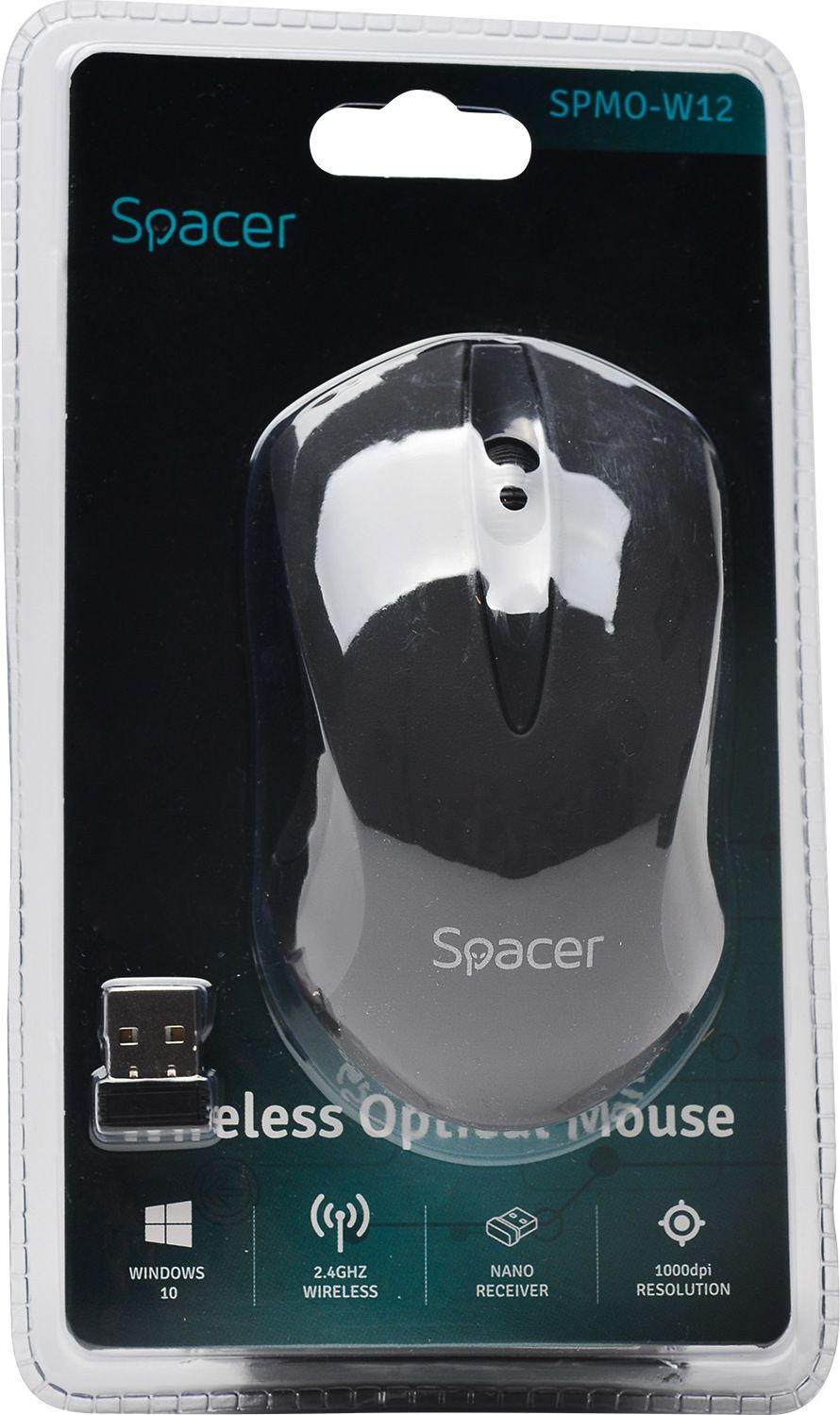 MOUSE  Spacer, PC sau NB, wireless, 2.4GHz, optic, 1600 dpi, butoane/scroll 3/1, , negru, 