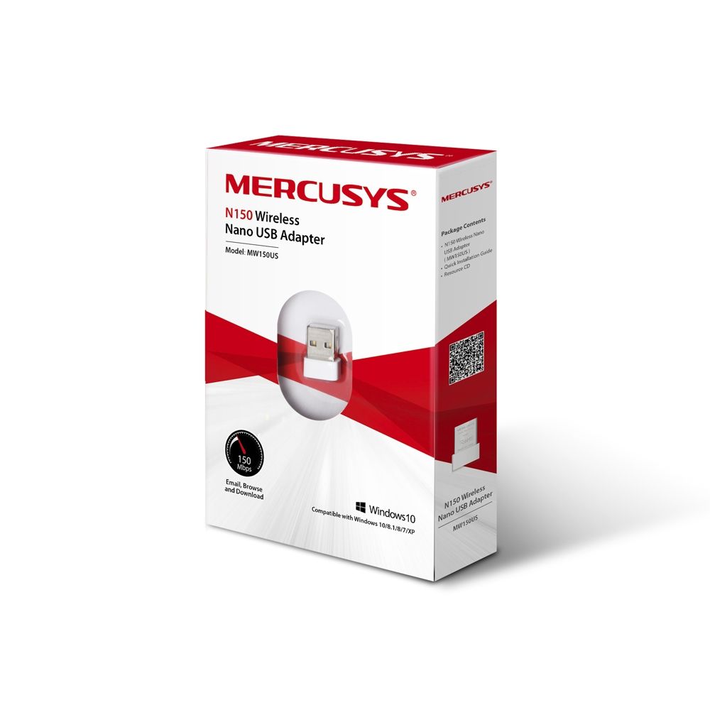 ADAPTOR RETEA MERCUSYS NANO, extern wireless 2.4 GHz, USB 2.0, port, 150 Mbps, antena interna x 1, 