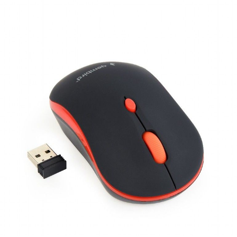 MOUSE GEMBIRD, PC sau NB, wireless, 2.4GHz, optic, 1600 dpi, butoane/scroll 4/1, , negru / rosu, 