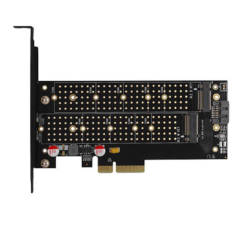 Adaptor Intern PCEM2-DC, PCI-E 3.0 4x - DUAL M.2 SSD (NVMe + SATA), Voltaj Dual, Suport SSD pana la 110 mm + Cooler Activ_6