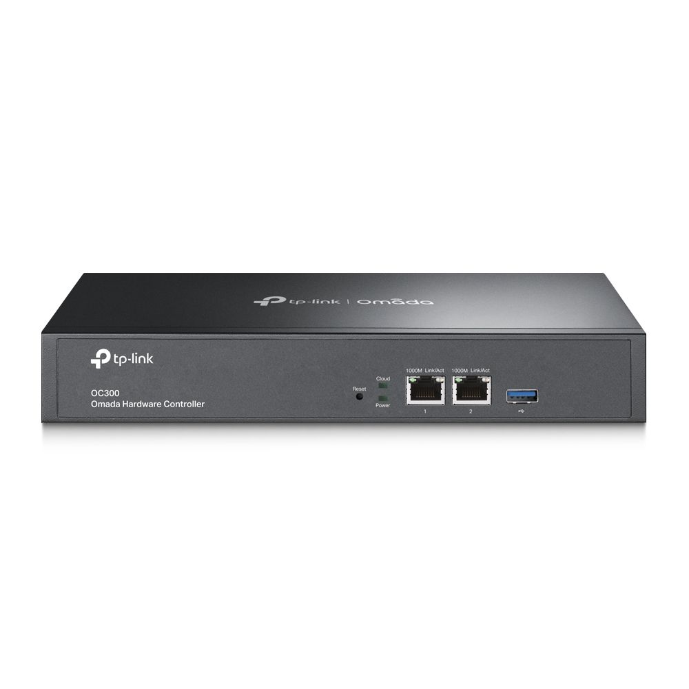 Tp-Link Omada hardware Controller, OC300; 2× 10/100/1000 Mbps Ethernet Ports, 1× USB 3.0 Port, Up to 500 Omada access points, JetStream switches, and SafeStream routers, Up to 15,000 clients, Power Supply: 100–240 V~50/60 Hz, 0.6 A._2