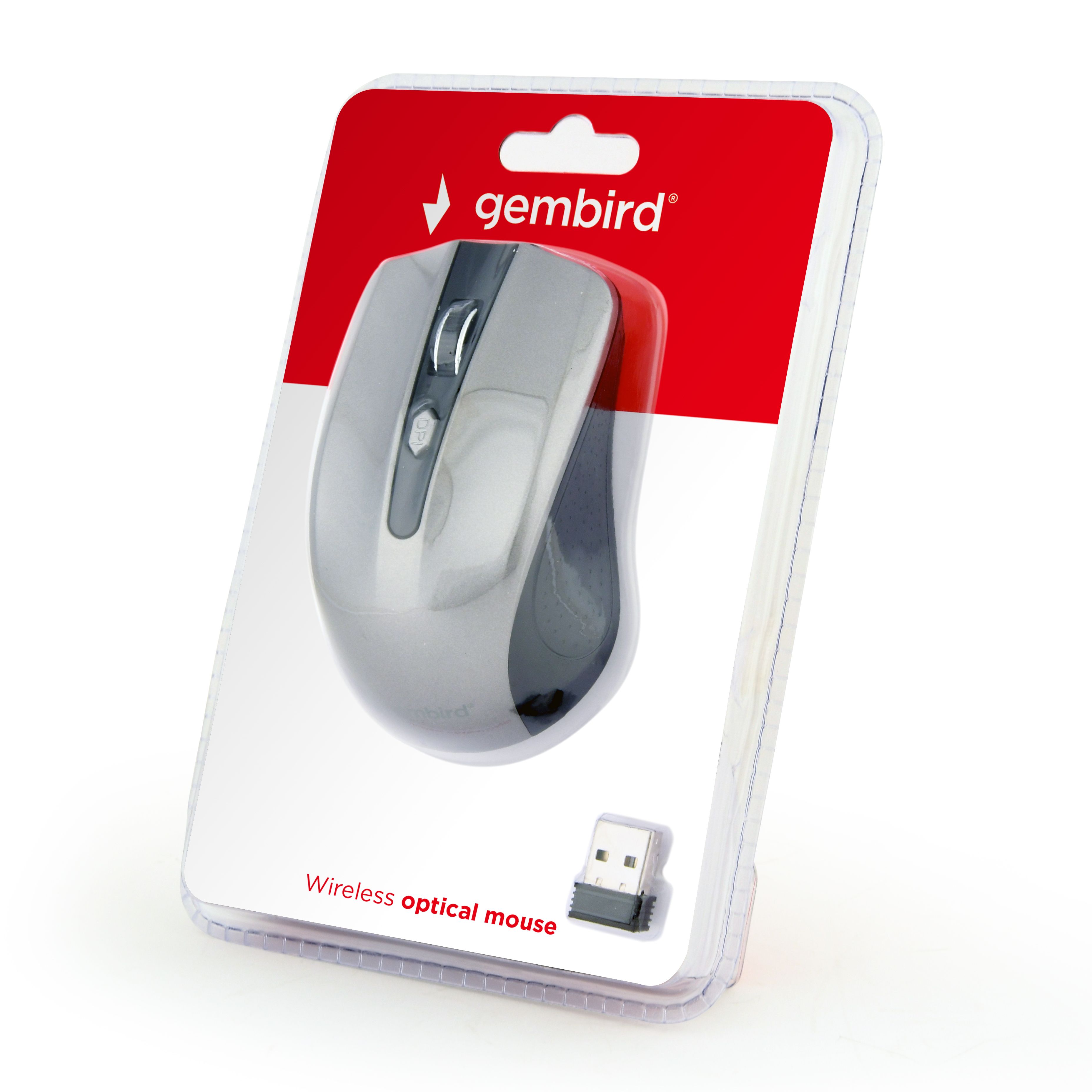 MOUSE GEMBIRD, PC sau NB, wireless, 2.4GHz, optic, 1600 dpi, butoane/scroll 4/1, , negru / gri, 