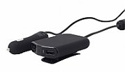 ALIMENTATOR auto GEMBIRD, 4 x USB, pt. bricheta auto 2 x USB, pt. bancheta din spate 2 x USB, 1.8m cablu, maxim 9.6A, black, 