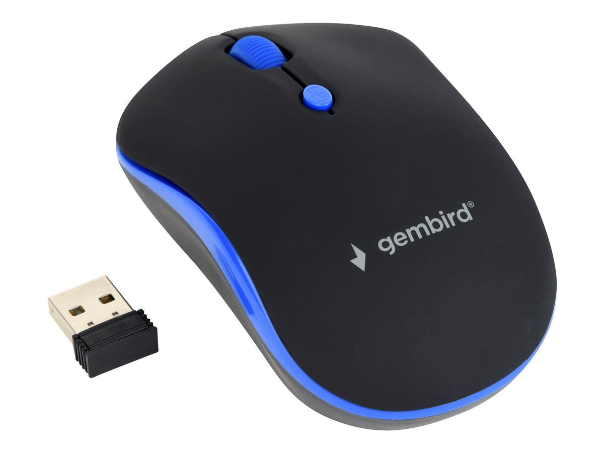 MOUSE GEMBIRD, PC sau NB, wireless, 2.4GHz, optic, 1600 dpi, butoane/scroll 4/1, , negru / albastru, 