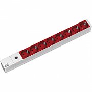 Bachmann IT PDU 8 x prize Schuko, in IEC C14 1U, impamantare,siguranta 10A,lungime cablu 2 metri, RAL 3020, aluminiu, rosu_1