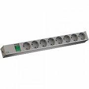 Bachmann IT  PDU 8 x prize Schuko, 1x Switch ,in Schuko, 1U, impamantare, intrerupator, lungime cablu 2 metri, RAL 7035, aluminiu, alb_1