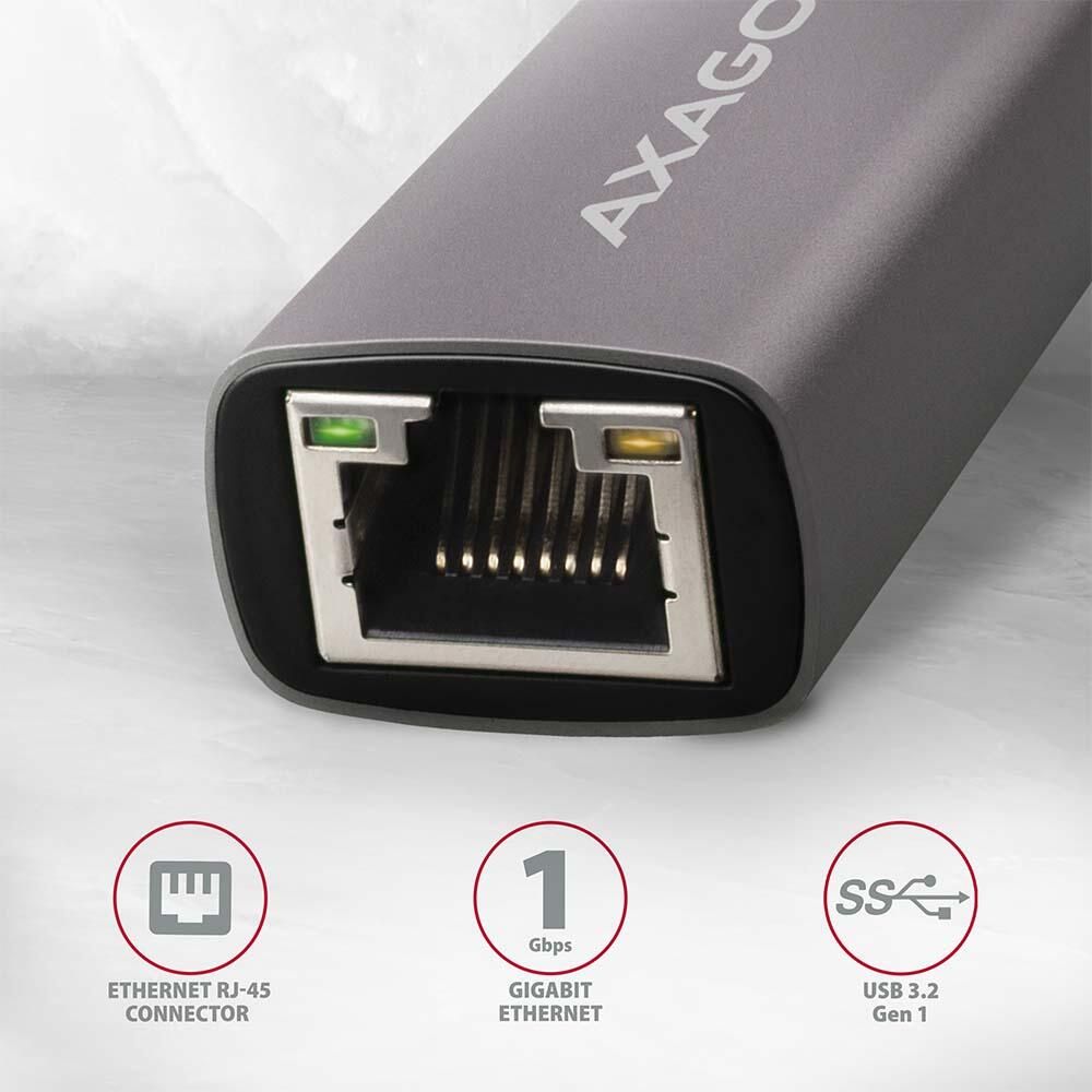 ADE-TRC, Adaptor retea USB3.2 Gen 1 Tip C la  Gigabit Ethernet 10/100/1000 , Metalic, Gri_4