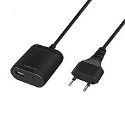 ALIMENTATOR retea 220V LOGILINK, universal, 1 x USB-C, 1 x USB-A, maxim 2.4A, 12W, suport OCP/OVP/SCP, 1.5m, negru, 