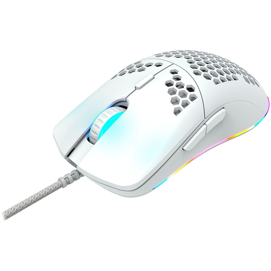 CANYON,Gaming Mouse with 7 programmable buttons, Pixart 3519 optical sensor, 4 levels of DPI and up to 4200, 5 million times key life, 1.65m Ultraweave cable, UPE feet and colorful RGB lights, White, size:128.5x67x37.5mm, 105g_2