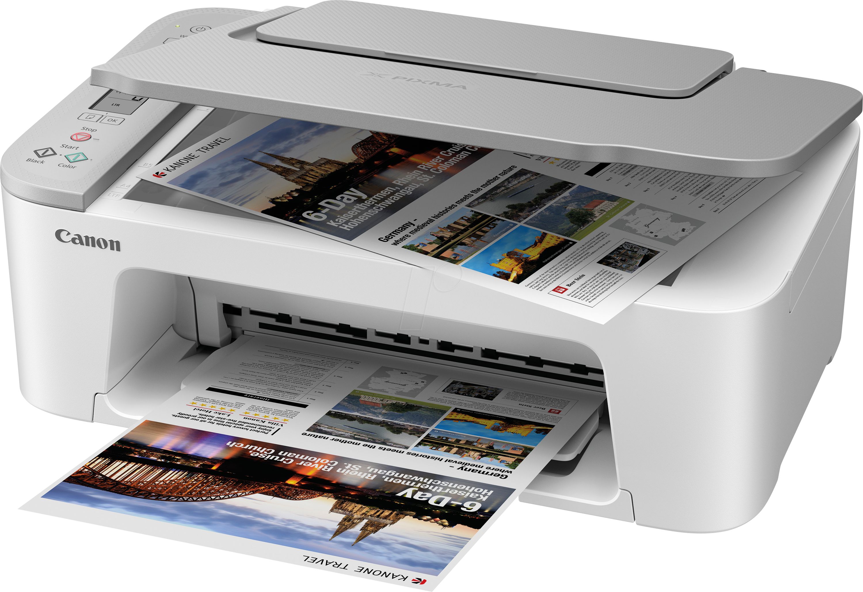 Multifunctional inkjet color Canon Pixma TS3451 white, dimensiune A4 (Printare, Copiere, Scanare), viteza 7.7ipm alb-negru, 4ipm color, rezolutie 4800x1200 dpi, alimentare hartie 60 coli, imprimare fara margini, scanner cu suport plat CIS, rezolutie scanare 600 x 1200 dpi, viteza scanare A4 27 sec_3