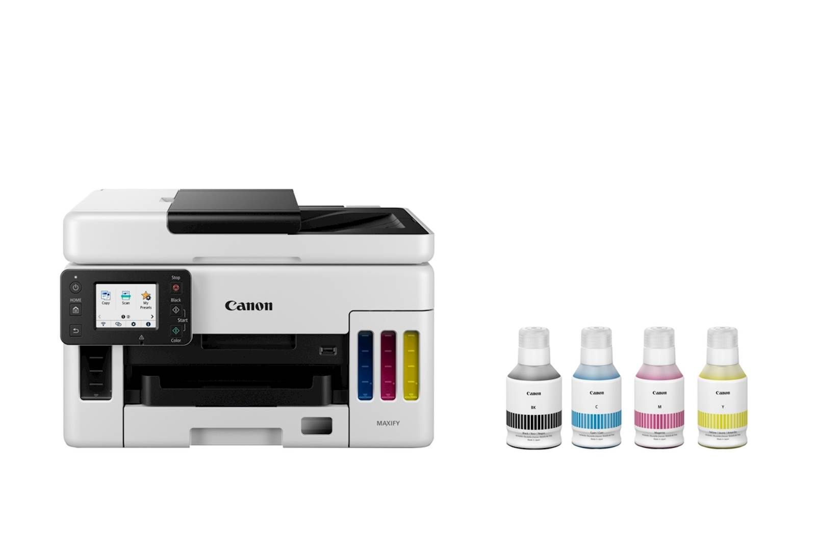 Multifunctional inkjet color CISS Canon Maxify GX6040, ( Print, Copy,Scan, Cloud), dimensiune A4 , duplex printare, ADF, viteza 24 ppm alb-negru, 15.5 ppm color, rezolutie 600X1200 dpi, alimentare hartie 250 +100 coli, Scannet CIS, rezolutie scanare:1200x1200, 99 copii max,zoom:25%-400%, format_5