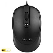 MOUSE DELUX, PC sau NB, cu fir, USB, optic, 3200 dpi, butoane/scroll 4/1, , negru, 