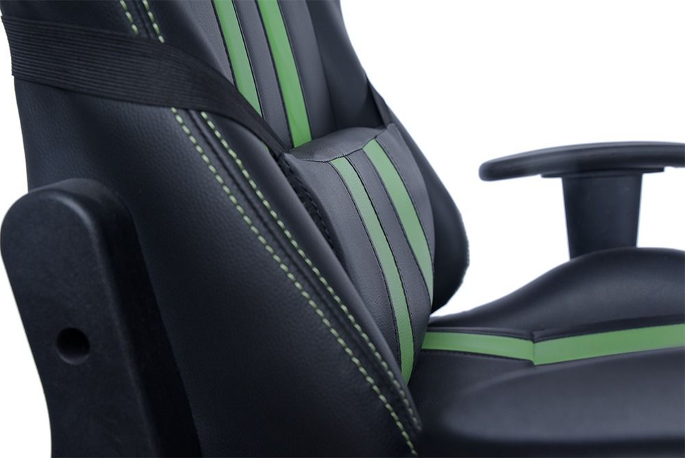 SCAUN GAMING SPACER imitatie piele, black & green, brate ajustabile, greutate max. 120kg, dimensiuni 69.5*77.5*126~132cm 