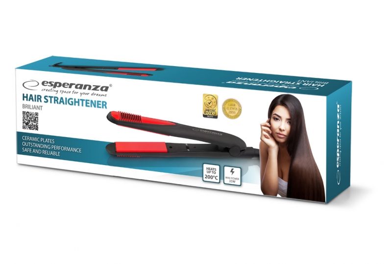 Esperanza EBP004 hair styling tool Straightening iron Black,Red 35 W_3