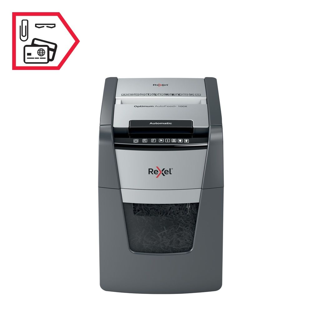 Rexel AutoFeed+ 100X automatic shredder, P-4, cuts confetti cut (4x28mm), 100 sheets, 34 litre bin_8