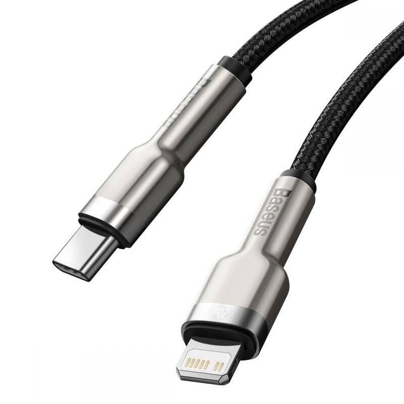 CABLU alimentare si date Baseus Cafule Metal, Fast Charging Data Cable pt. smartphone, USB Type-C la Lightning Iphone PD 20W, 2m, negru 