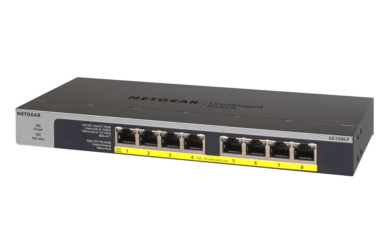 Netgear GS108LP Unmanaged Gigabit Ethernet (10/100/1000) Black, Gray 1U Power over Ethernet (PoE)_4