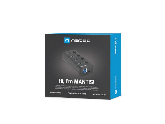 NATEC HUB USB 3.0 MANTIS 2 4-PORTS WITH SWITCH+POWER SUPPLY_9