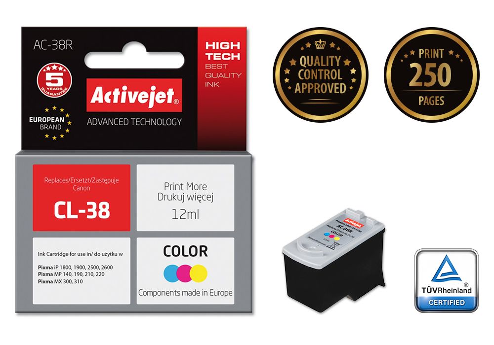 Activejet AC-38R ink for Canon printer; Canon CL-38 replacement; Premium; 12 ml; color_2