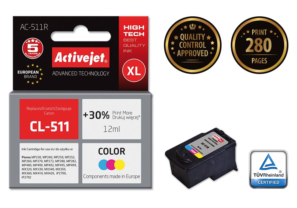 Activejet AC-511R ink for Canon printer; Canon CL-511 replacement; Premium; 12 ml; color_2