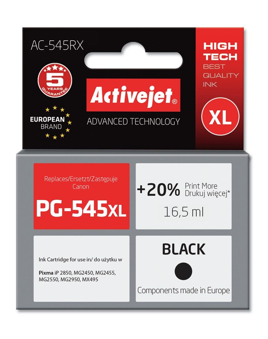 Activejet AC-545RX ink for Canon printer; Canon PG-545 XL replacement; Premium; 18 ml; color_4