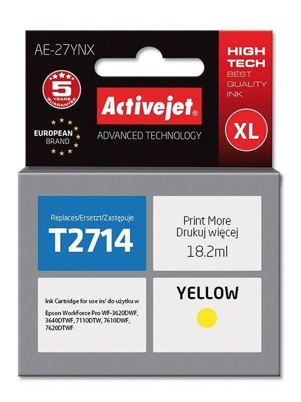 Activejet AE-27YNX ink for Epson printer, Epson 27XL T2714 replacement; Supreme; 18 ml; yellow_2