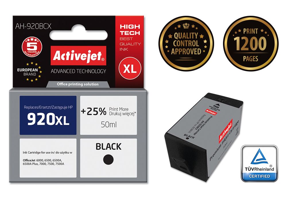 Activejet AH-920BCX ink for HP printer; HP 920XL CD972AE replacement; Premium; 50 ml; black_2