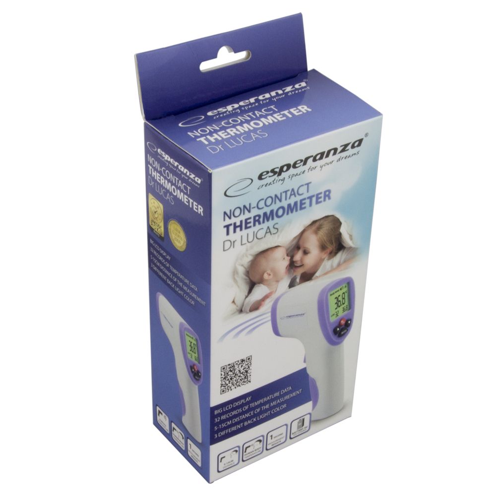 Esperanza ECT002 digital body thermometer Remote sensing thermometer Purple, White Ear, Forehead, Oral, Rectal, Underarm Buttons_6