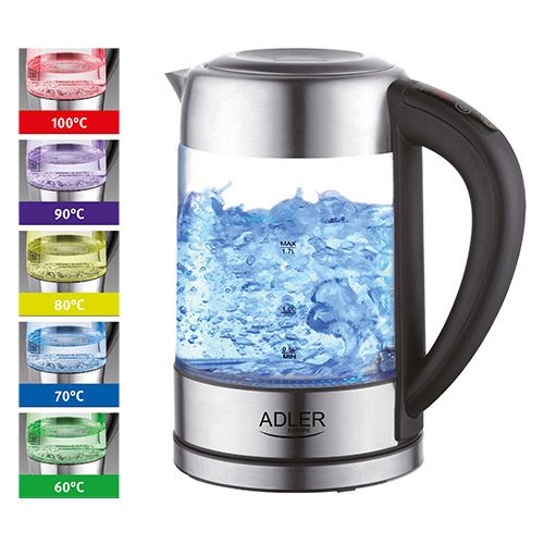 Adler AD 1247 NEW electric kettle 1.7 L Hazelnut,Stainless steel,Transparent 2200 W_5