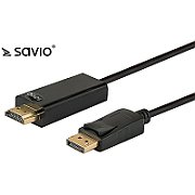 Savio CL-56 video cable adapter 1.5 m DisplayPort HDMI Type A (Standard) Black_1