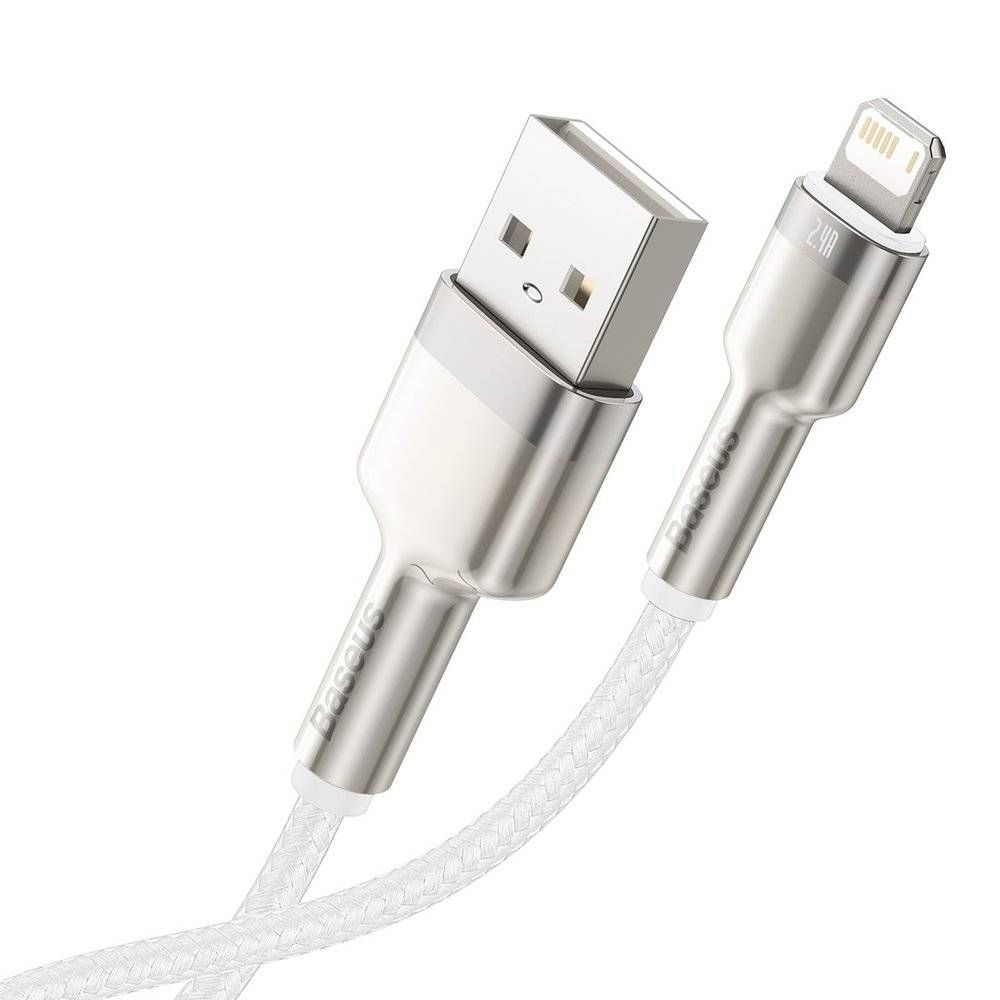 CABLU alimentare si date Baseus Cafule Metal, Fast Charging Data Cable pt. smartphone, USB la Lightning Iphone 2.4A, 1m, alb 