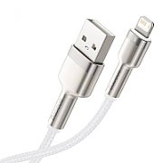 CABLU alimentare si date Baseus Cafule Metal, Fast Charging Data Cable pt. smartphone, USB la Lightning Iphone 2.4A, 1m, alb 