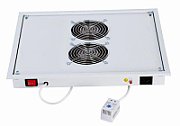 Panou ventilatie Triton pentru rack de podea 19, 2 ventilatoare 230V/60W cu termostat bimetalic, flux axial, gri_1