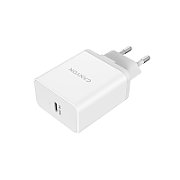 Canyon, PD WALL Charger, Input: 110V-240V, Output:PD 20W, Eu plug, Over-load,  over-heated, over-current and short circuit protection Compliant with CE RoHs,ERP. Size: 89*46*26.5mm, 52g, White_1