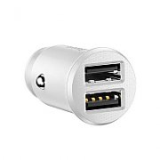 INCARCATOR auto Baseus Grain, 2 x USB Output 5V/3.1A total ambele porturi, pt. bricheta auto, alb 