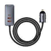 INCARCATOR auto Baseus Share Together, 1 x USB Output 5V/3A, 1 x USB Type-C max 5V/3A si 1 x bricheta auto 60W, total output 120W, pt. bricheta auto, gri 