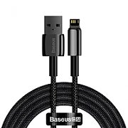 CABLU alimentare si date Baseus Tungsten Gold, Fast Charging Data Cable pt. smartphone, USB la Lightning Iphone 20W, brodat, 1m, rezistent zgarieturi, negru 